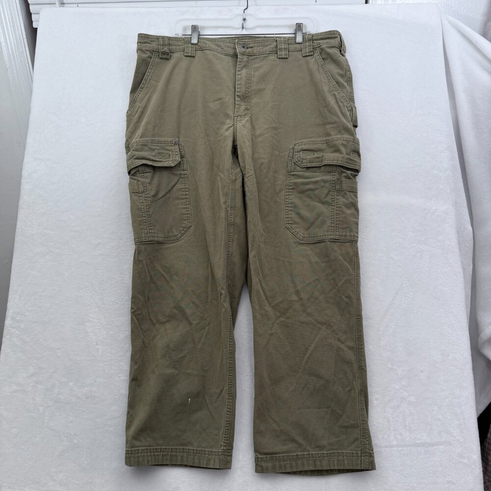 Duluth Cargo Pants Mens 40x30 (38x28) Beige Flex Fire Hose Workwear Canvas